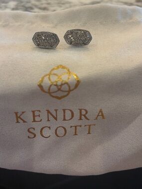 Kendra Scott Silver Pavé Crystal Octagon Stud Earrings